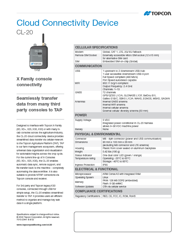CL-20 Cloud Connectivity Device DataSheet