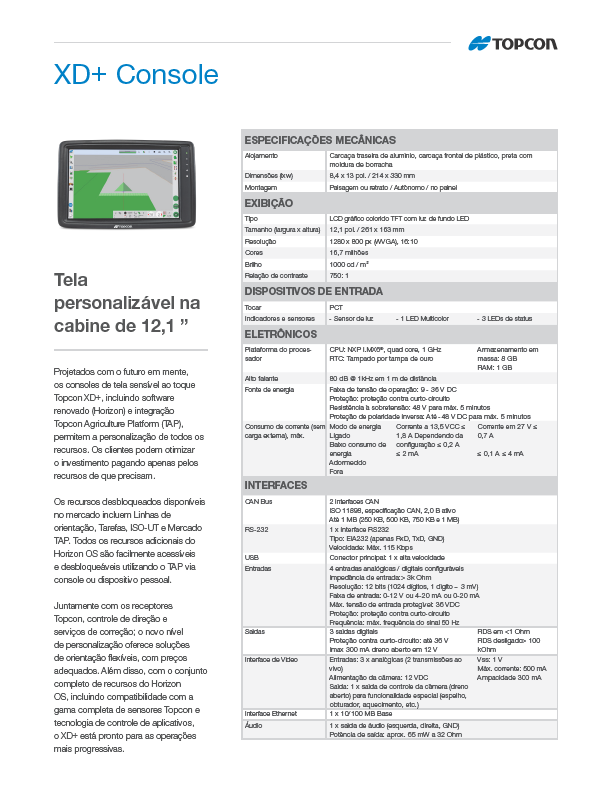 Topcon XDplus Console OEM datasheet - Rev B