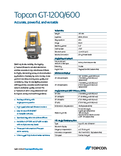 GT-1200/600 Total Station Datasheet - Rev E