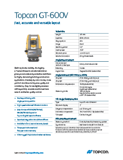 GT-600V Total Station Datasheet - Rev B