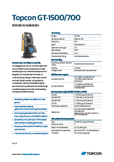 Topcon GT-Series Data Sheet (Dutch) - Rev A