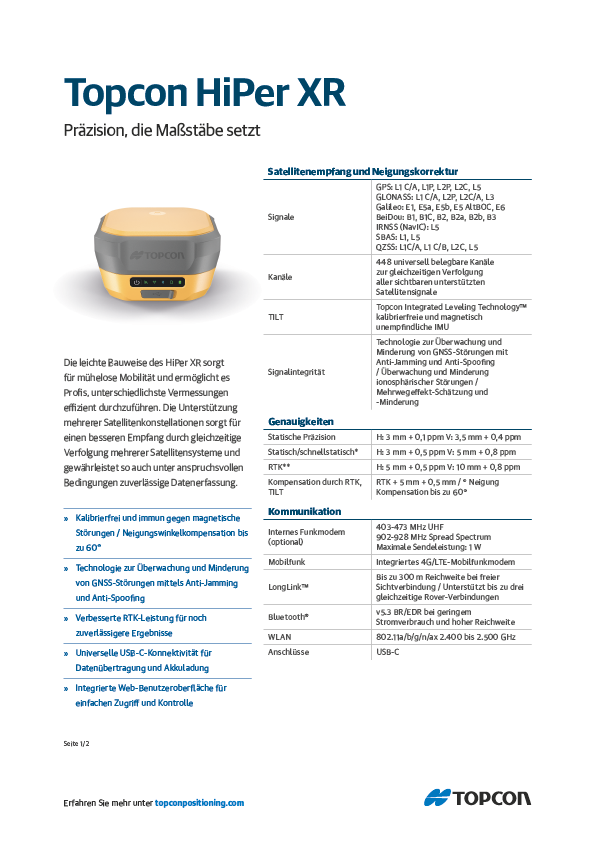 Topcon HiPer XR Data Sheet (German) - Rev A