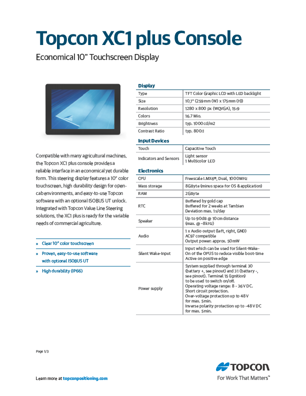 XC1 plus Console Datasheet - Rev A