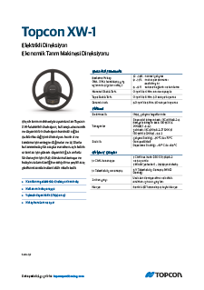 Topcon XW1 Electric Steering Wheel Datasheet (Turkish) - Rev A